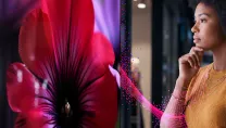 person looking at display