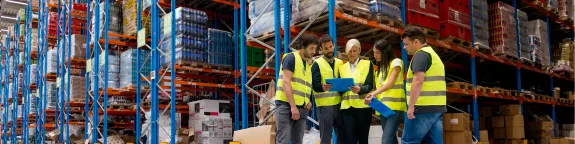 A team working in a suppliers warehouse
