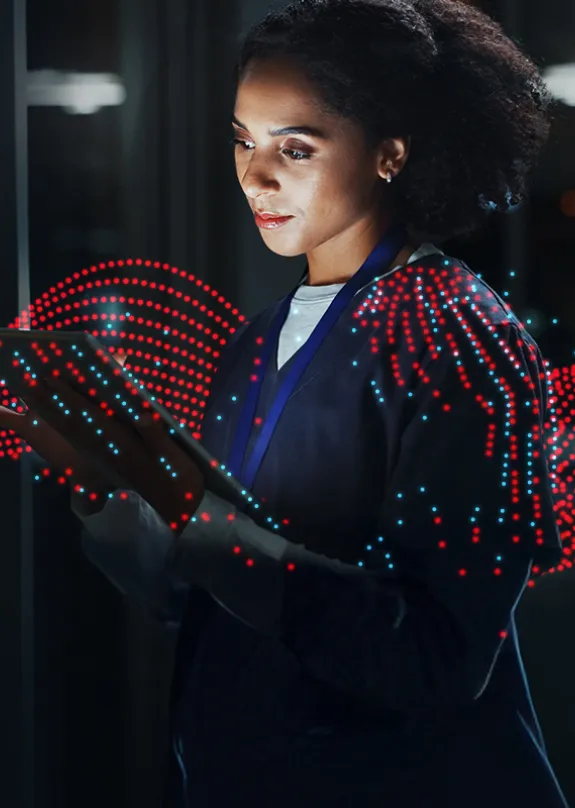 Woman looking at a tablet 