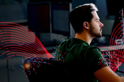Man working on a computer